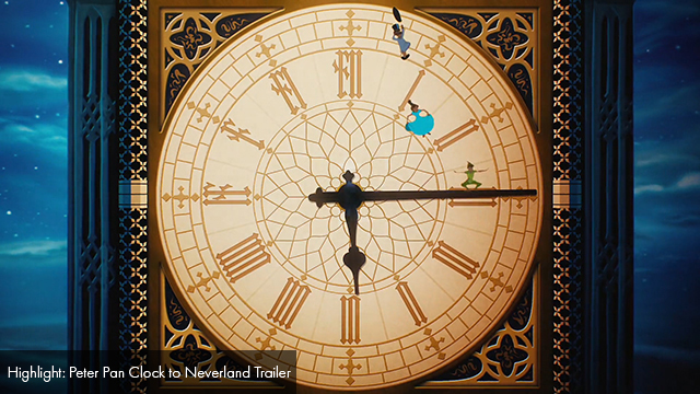 Wide shot of clock from Peter Pan.
